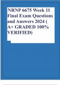 NRNP 6675 Week 11 Final Exam Questions and Answers 2023 ( A+ GRADED 100% VERIFIED)