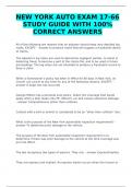 NEW YORK AUTO EXAM 17-66 STUDY GUIDE WITH 100% CORRECT ANSWERS 2024
