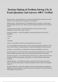 Decision Making & Problem Solving &lpar;Ch&period; 8&rpar; Exam Questions And Answers 100&percnt; Verified