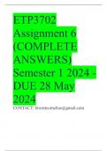 ETP3702 Assignment 6 &lpar;COMPLETE ANSWERS&rpar; Semester 1 2024 - DUE 28 May 2024