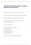 AQA A-Level business paper 1 revision Questions And Answers