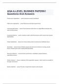 AQA A-LEVEL BUSINES PAPERN1 Questions And Answers