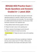 BSN266 HESI Practice Exam | Study Questions and Answers Graded A+ | Latest 2024