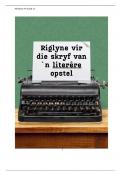 Riglyne vir die skryf van ` literêre opstel Afrikaans Huistaal