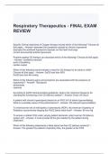 Respiratory Therapeutics - FINAL EXAM REVIEW 2024 Questions and Answers