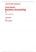 Solutions Manual for Business Accounting (Volume 1) 12th Edition By Frank Wood (All Chapters, 100% Original Verified, A+ Grade) 