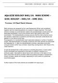 MARK SCHEME – GCSE BIOLOGY – 8461-1H – JUNE 2021.