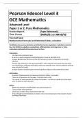 Pearson Edexcel Level 3 GCE Mathematics Advanced Level Paper 1 or 2: Pure Mathematics