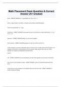 Math Placement Exam Question & Correct  Answer (A+ Graded)