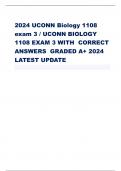 2024 UCONN Biology 1108  exam 3 &sol; UCONN BIOLOGY  1108 EXAM 3 WITH CORRECT  ANSWERS GRADED A&plus; 2024  LATEST UPDATE