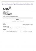 QA A Level Economics Paper 1 Markets and Market Failure 2023