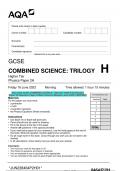 2023 AQA GCSE COMBINED SCIENCE: TRILOGY 8464/P/2H Physics  Paper 2H Question Paper & Mark scheme (Merged) June 2023 [VERIFIED]