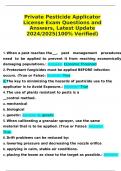 Private Pesticide Applicator License Exam Questions and Answers, Latest Update 2024/2025(100% Verified)