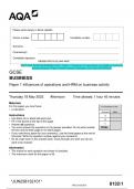 2023 AQA GCSE BUSINESS 8132&sol;1 Paper 1 Influences of operations and HRM on business activity Question Paper & Mark scheme &lpar;Merged&rpar; June 2023 &lbrack;VERIFIED&rsqb;