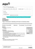 2023 AQA GCSE BUSINESS 8132&sol;2 Paper 2 Influences of marketing and finance on business activity Question Paper & Mark scheme &lpar;Merged&rpar; June 2023 &lbrack;VERIFIED&rsqb;