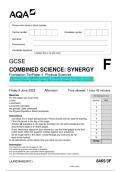 2023 AQA GCSE COMBINED SCIENCE&colon; SYNERGY 8465&sol;3F Foundation Tier Paper 3 Physical Sciences Question Paper & Mark scheme &lpar;Merged&rpar; June 2023 &lbrack;VERIFIED&rsqb;