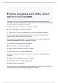 Practice Questions Care of the patient with Anxiety Disorders with correct Answers