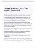 343 PSYCHOPATHOLOGY EXAM 1 ANXIETY DISORDER QUESTIONS AND ANSWERS