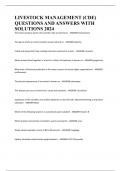 LIVESTOCK MANAGEMENT &lpar;CDE&rpar; QUESTIONS AND ANSWERS WITH SOLUTIONS 2024