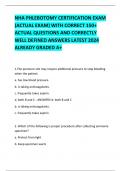 NHA PHLEBOTOMY CERTIFICATION EXAM (ACTUAL EXAM) WITH CORRECT 150+ ACTUAL QUESTIONS AND CORRECTLY  WELL DEFINED ANSWERS LATEST 2024 ALREADY GRADED A+