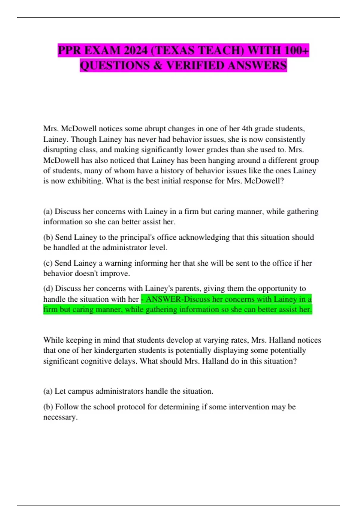 PPR CERTIFY TEACHER EXAM BUNDLE WITH 4 ITEMS QUESTIONS & CORRECT ...