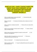 AMPP CIP LEVEL 1 BASIC COATING INSPECTOR THEORY EXAM 2024/25NEWEST ACTUAL EXAM 500 QUESTIONS WITH DETAILED VERIFIED ANSWERS (100% CORRECT) /ALREADY GRADED A+