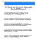 CITI Social And Behavioral Responsible Conduct Of Research Questions And Answers Latest Update