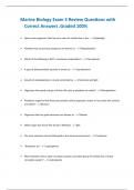 Marine Biology Exam 3 Review Questions with  Correct Answers .Graded 100%