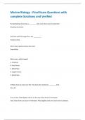 Marine Biology - Final Exam Questions with  complete Solutions and Verified