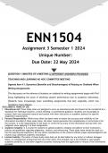 ENN1504 Assignment 3 PORTOLFIO (ANSWERS) Semester 1 2024 - DISTINCTION GUARANTEED