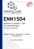 ENN1504 Assignment 3 PORTFOLIO (DETAILED ANSWERS) MAY JUNE 2024 - DISTINCTION GUARANTEED
