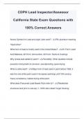 CDPH Lead Inspector/Assessor California State Exam Questions with 100% Correct Answers