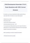 Child Development Associate C D A 5 Exam Questions with 100&percnt; Correct Answers