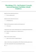 Microbiology UTA - Lab Practical 1 Correctly  Answered Questions&vert; UpToDate &vert; Already  Graded A&plus; 