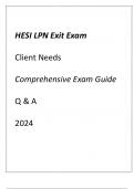 HESI LPN Exit Exam (NCLEX Prep) Client Needs Comprehensive Exam Guide 65+ Qns & Ans 2024