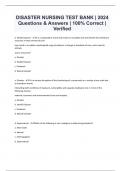 DISASTER NURSING TEST BANK &vert; 2024 Questions & Answers &vert; 100&percnt; Correct &vert; Verified