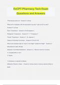 ExCPT Pharmacy Tech Exam Questions and Answers