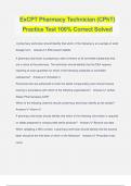 ExCPT Pharmacy Technician (CPhT) Practice Test 100% Correct Solved