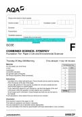 2023 AQA GCSE COMBINED SCIENCE: SYNERGY 8465/2F Foundation Tier Paper 2 Life and Environmental Sciences Question Paper & Mark scheme (Merged) June 2023 [VERIFIED]