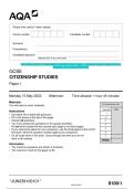2023 AQA GCSE CITIZENSHIP STUDIES 8100/1 Paper 1 Question Paper & Mark scheme (Merged) June 2023 [VERIFIED]