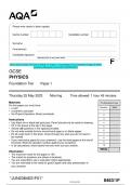 2023 AQA GCSE PHYSICS 8463/1F Paper 1 Foundation Tier Question Paper & Mark F scheme (Merged) June 2023 [VERIFIED]