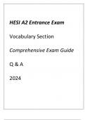 HESI A2 Entrance Exam Vocabulary Section Comprehensive Exam Guide 60+ Qns & Ans 2024.
