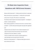 PA State Auto Inspection Exam Questions with 100%Correct Answers