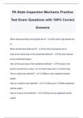 PA State Inspection Mechanic Practice Test Exam Questions with 100&percnt; Correct Answers