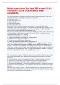 Nclex questions for last MC exam!!! A+ STUDENT 2024 QUESTIONS AND ANSWERS