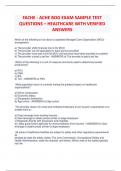 FACHE - ACHE BOG EXAM SAMPLE TEST  QUESTIONS &ndash; HEALTHCARE WITH VERIFIED  ANSWERS
