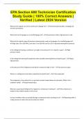 EPA Section 608 Technician Certification Study Guide &vert; 100&percnt; Correct Answers &vert; Verified &vert; Latest 2024 Version