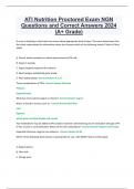 ATI Nutrition Proctored Exam NGN  Questions and Correct Answers 2024  (A+ Grade) 