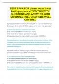 TEST BANK FOR pharm exam 3 test bank questions 4TH EDITION WITH  QUESTIONS AND ANSWERS WITH RATIONALE FULL CHAPTERS WELL  COVERED.