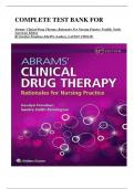 COMPLETE TEST BANK FOR   Abrams' Clinical Drug Therapy: Rationales For Nursing Practice Twelfth, North American Edition By Geralyn Frandsen Edd RN (Author), LATEST UPDATE  